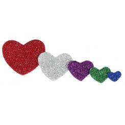 FIXO KIDS Pack 60 Figuras Goma Eva adhesivas con purpurina Corazones