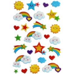 FIXO KIDS Pegatina con Relieve  Purpurina Arcoiris