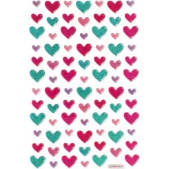 FIXO KIDS Pegatina con Relieve  Purpurina Corazones