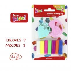 FIXO KIDS Plastilina 7 Colores 35G + 2 Moldes