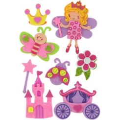 FIXO KIDS Set Figuras Goma Eva 3D purpurina Princesas