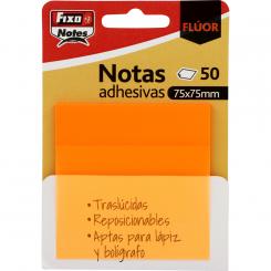 Fixo Pack 50 Notas adhesivas 75X75Mm Naranja Neon