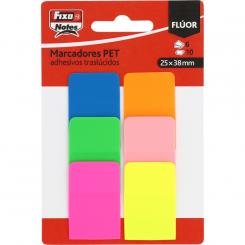 FIXO Pack 6  Banderitas adhesivas marcadoreses 10H 25X38mm Fluor
