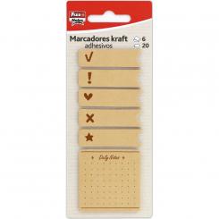 FIXO Pack 6  Banderitas adhesivas marcadoreses 20H Kraft Daily Kraft