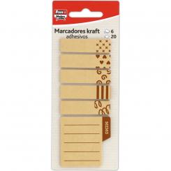 FIXO Pack 6  Banderitas adhesivas marcadoreses 20H Kraft Memo Kraft