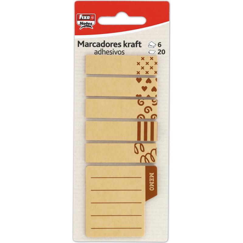 fixo-pack-6-banderitas-adhesivas-marcadoreses-20h-kraft-memo-kraft