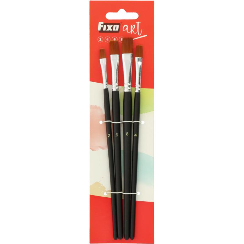 fixo-set-4-pincel-plano-n-2-4-6-8-fixoart