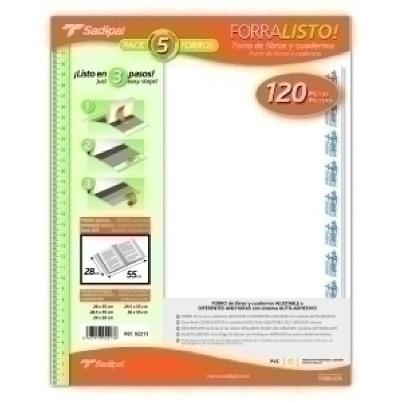 forro-ajustable-sadipal-pvc-trans-120µ-28x55-cm-blister-de-5