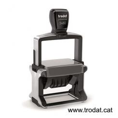 TRODAT Fechador con placa PERSONALIZADA 68x47mm almohadilla negra
