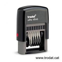 TRODAT Numerador Printy 6 Bandas 4mm c/caracteres Negro almohadilla negra