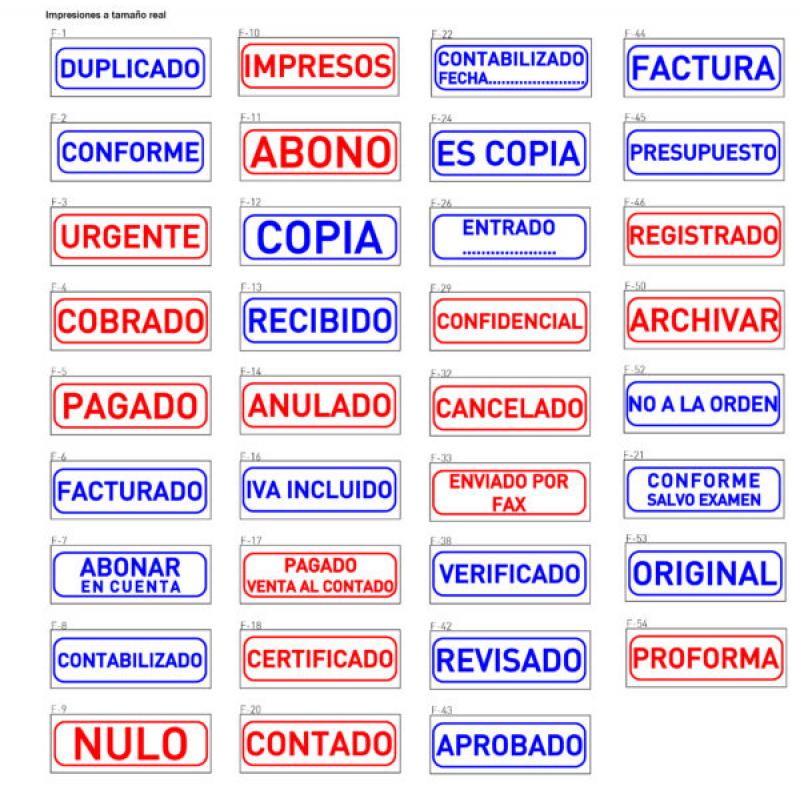 Framun Sello fórmula DUPLICADO 38x14mm almohadilla azul