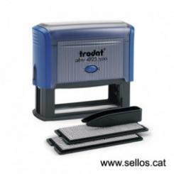 TRODAT Sello Printy Typomatic Azul 82x25mm 4925 almohadilla negra