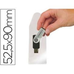 Funda autoadhesiva Q-CONNECT para memorias usb capacidad para 10 unidades 52,5x 90 mm