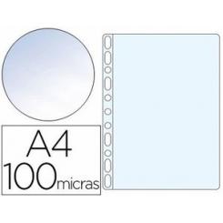 Funda multitaladro Q-CONNECT DIN A4 100 mc cristal bolsa de 100 unidades