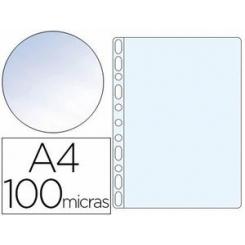 Funda multitaladro Q-CONNECT DIN A4 100 mc cristal caja de 100 unidades
