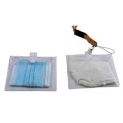 Funda Porta Mascarilla Iberplas Con Velcro, Lanyard Y Mosqueton Metalico Expositor De 25