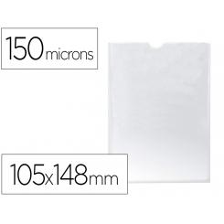 Funda portadocumento Q-CONNECT DIN A6 150 micras PVC transparente con uñero 105x148 mm