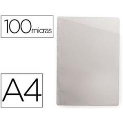 Funda Q-CONNECT corte oblicuo 290x195 mm cristal 4 taladros PVC 90 mc caja de 100 unidades
