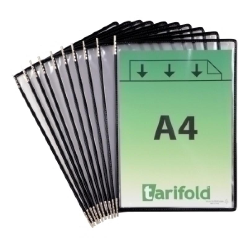 funda-tarifold-con-pivotes-a4-con-marco-negro-paquete-de-10