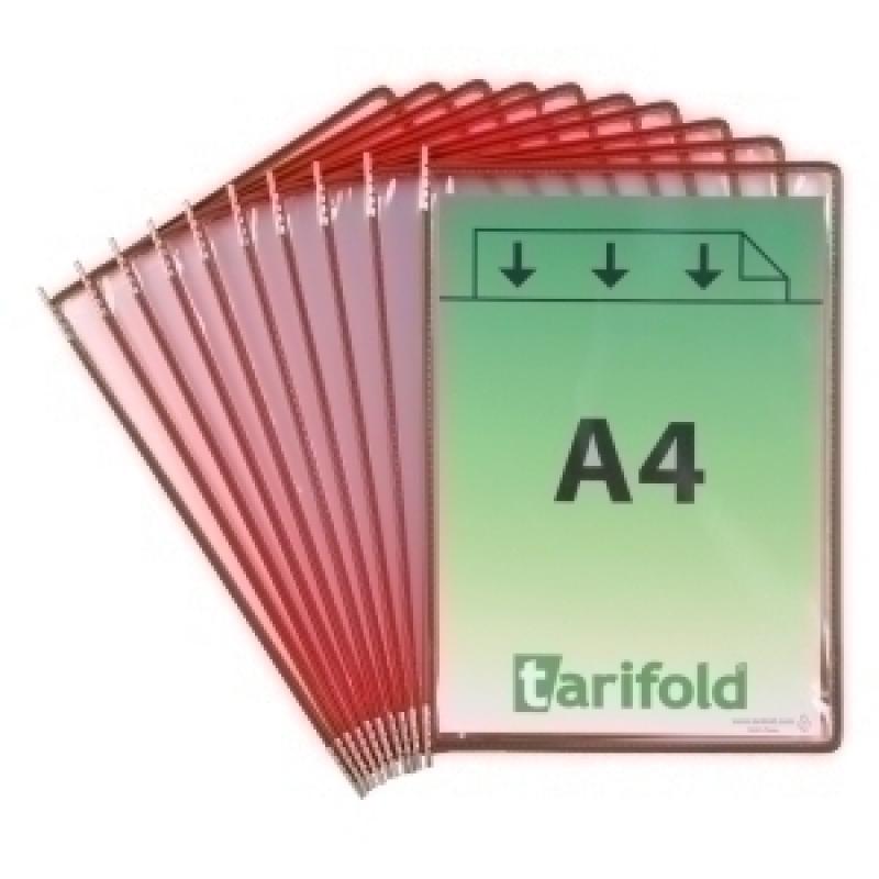 funda-tarifold-con-pivotes-a4-con-marco-rojo-paquete-de-10