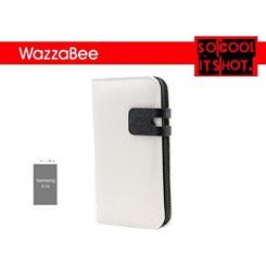 Sin Marca FUNDA WAZZABEE PARA SAMSUNG S IV POLIPIEL, MARCO INT. PLASTICO,CIERRE MAGNETICO,BLANCO (WB-S4-WP-WH)