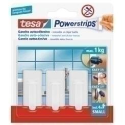 Gancho Pequeño Tesa Powerstrips Clasico Blanco (3 Ganchos-4 Tiras)