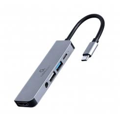 Gembird A-CM-COMBO5-02 base para portátil y replicador de puertos Alámbrico USB 3.2 Gen 1 (3.1 Gen 1) Type-C Plata