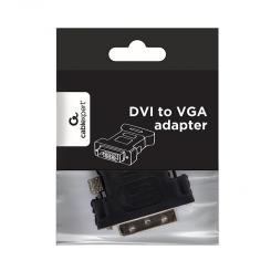 Gembird A-DVI-VGA-BK cambiador de género para cable DVI-A VGA 15-pin Negro, Metálico