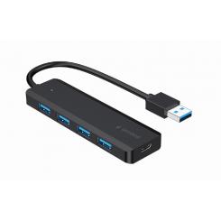 Gembird UHB-U3P4P-02 hub de interfaz USB 3.2 Gen 1 (3.1 Gen 1) Type-A 5000 Mbit/s Negro