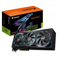 GIGABYTE AORUS GeForce RTX 5080 MASTER 16G Tarjeta Gráfica - 16GB GDDR7, 256 bits, PCI-E 5.0, 2805MHz Core Clock, 3 x DisplayPort, 1 x HDMI, GV-N5080AORUS M-16GD