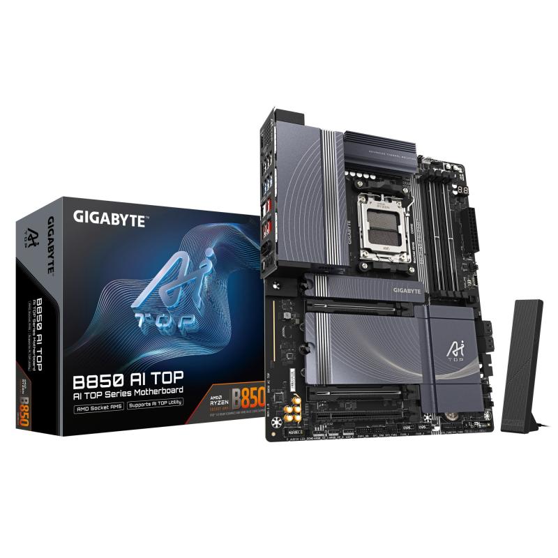 gigabyte-b850-ai-top-placa-base-procesadores-amd-ryzen-serie-9000-1622-fases-vrm-digitales-hasta-8600mhz-ddr5-oc-2xpcie-50-1xpcie-40-m2-lan-10gbe-wifi-7-usb-32-gen-2x2