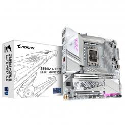 GIGABYTE Placa base Z890M AORUS ELITE WIFI7 ICE - Compatible con CPUs Intel Core Ultra (Serie 2), VRM de 12+1+2 fases, hasta 8800MHz DDR5 (OC), 1xPCIe 5.0 + 2xPCIe 4.0, Wi-Fi 7, LAN 2.5GbE, USB 4