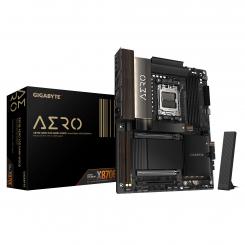 GIGABYTE X870E AERO X3D DARK WOOD Placa Base  Compatible con CPUs AMD Ryzen 9000, VRM digital de 16+2+2 fases, hasta 9000 Hz DDR5 (OC), 2x PCIe 5.0 + 2x PCIe 4.0, Wi-Fi 7, LAN 5 GbE, USB 4