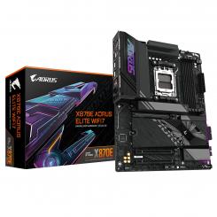 GIGABYTE X870E AORUS ELITE WIFI7 Placa Base - Compatible con CPUs AMD Ryzen 9000, 16+2+2 fases VRM digitales, hasta 8000Hz DDR5 (OC), 3xPCIe 5.0 + 1xPCIe 4.0, Wi-Fi 7, LAN 2.5GbE, USB 4