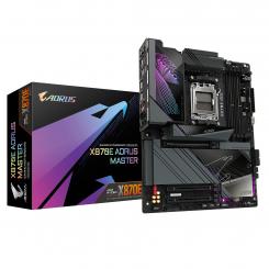 GIGABYTE X870E AORUS MASTER Placa Base - Compatible con CPUs AMD Ryzen 9000, 16+2+2 fases VRM digitales, hasta 8600MHz DDR5 (OC), 3xPCIe 5.0 + 1xPCIe 4.0, Wi-Fi 7, LAN 5GbE, USB 4