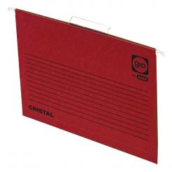 GIO Pack 25 Carpetas Colgantes Cajón V.Corto Cristal Fº Lomo V Rojo