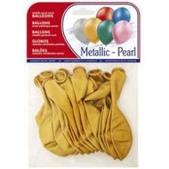 Globo 100% latex biodegradable metalizado oro bolsa de 15 unidades.