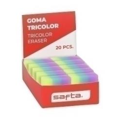 Goma De Borrar Safta Pvc Tricolor Expositor De 20
