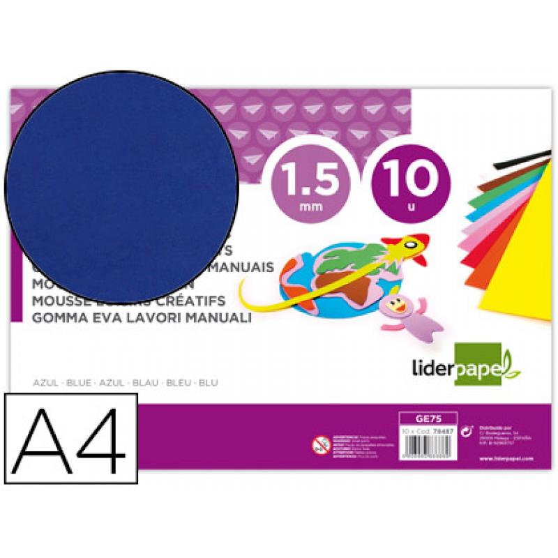 goma-eva-liderpapel-din-a4-60gr-m2-espesor-15mm-azul-paquete-de-10-hojas