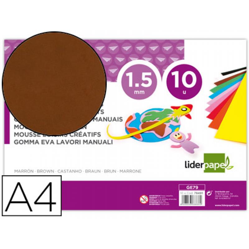 goma-eva-liderpapel-din-a4-60gr-m2-espesor-15mm-marron-paquete-de-10-hojas