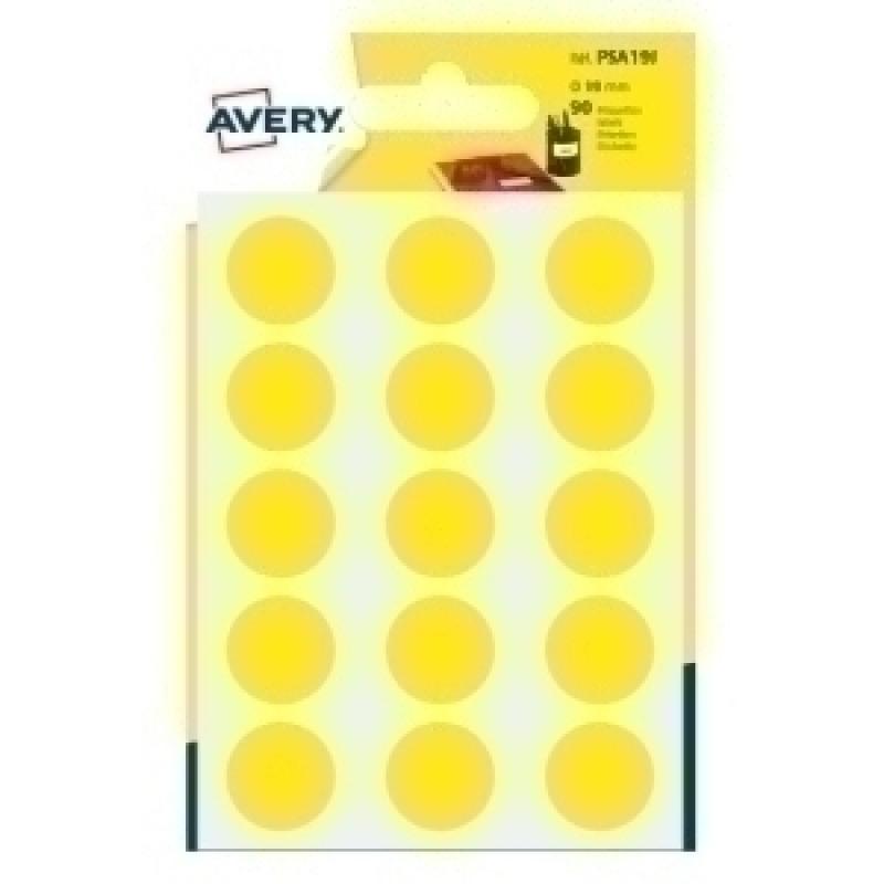 gomets-avery-bolsa-6h-redondos-Ø-19-mm-col-amarillas-90-uds