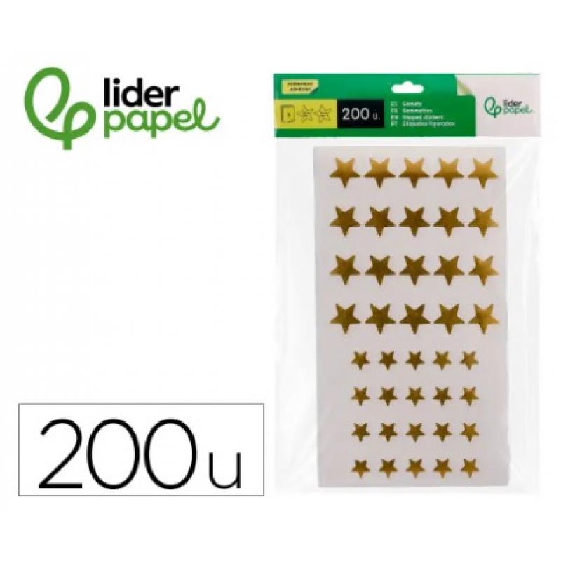 gomets-liderpapel-autoadhesivo-estrellas-doradas-surtidas-bolsa-de-5-hojas-con-200-unidades