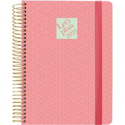 GRAFOPLÁS Agenda 2025 A5 15x21 D/P GEOMETRIC coral