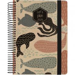 GRAFOPLÁS Agenda 2025 A5 15x21 NATURE DESIGN ballenas