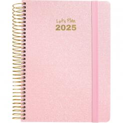 GRAFOPLÁS Agenda 2025 A5 15x21 Serie METALLIC rosa pastel