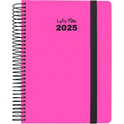 GRAFOPLÁS Agenda 2025  A5 15x21 Serie NEÓN fucsia