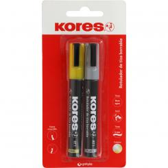 KORES Blister 2 Rotuladores Tiza Liquida RT1 Oro-Plata