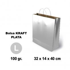GRAFOPLÁS Bolsa Kraft 11168 L 32X14X40 100G Plata