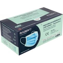 Radex Caja 50 Masc.Quirur.Iir C/Gomas azul