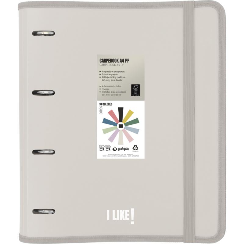 GRAFOPLAS Carpebook carpeta de anillasPP mate A4 4x35mm color arena FSC Like3